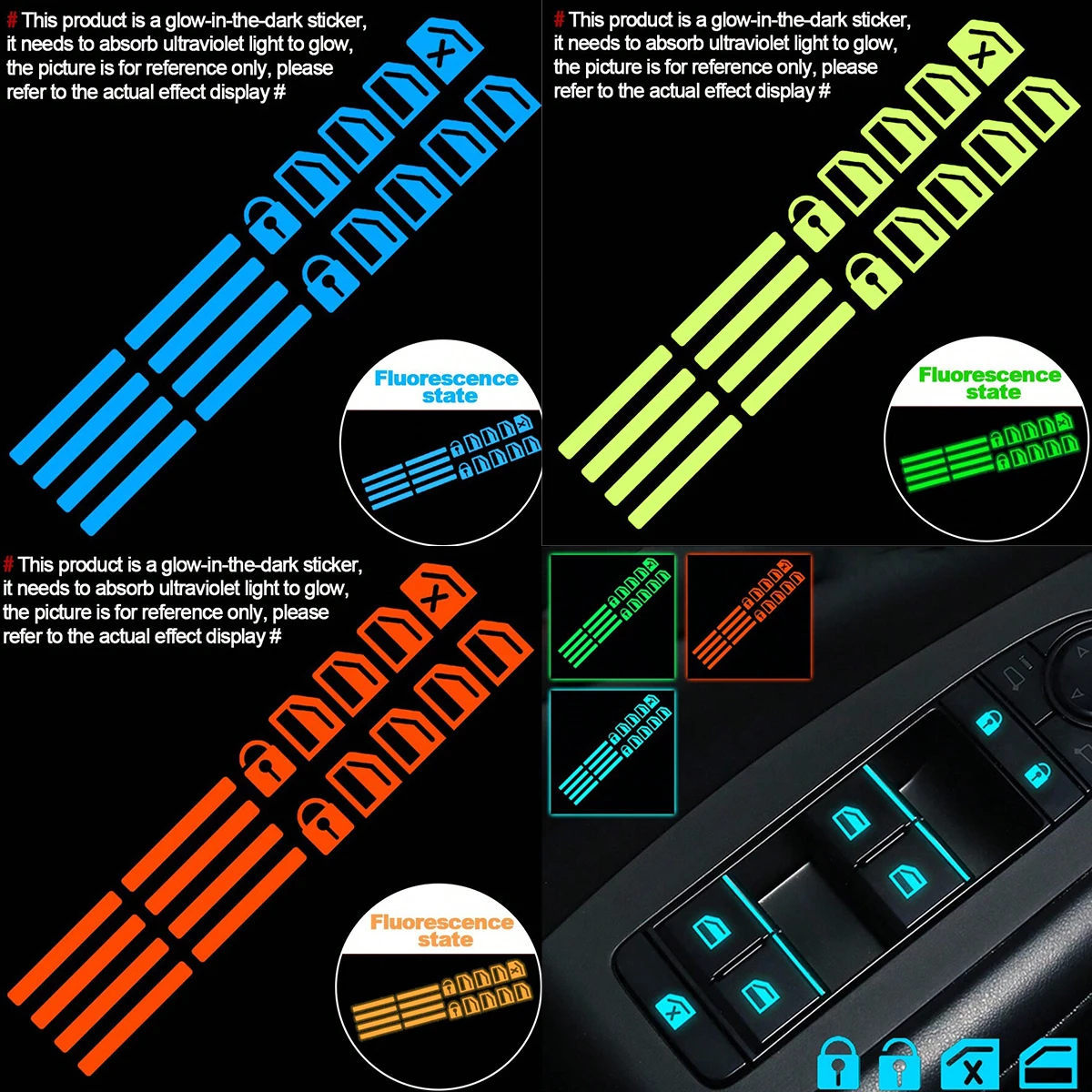 Car Accessories For Inside - 18 Adesivos Luminosos para Botões de