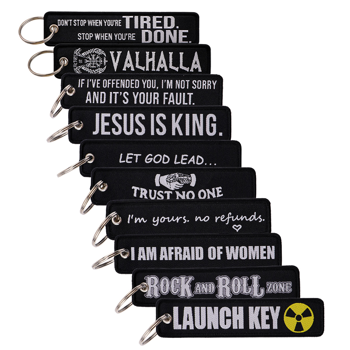 Car Accessories Quotation - Chaveiro bordado preto com citações da